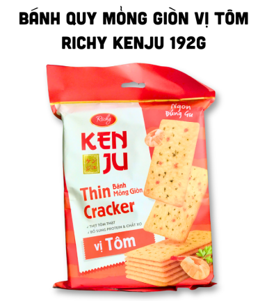 Bánh Quy Mỏng Giòn Vị Tôm Kenju Richy Gói 192g - 8936047440290