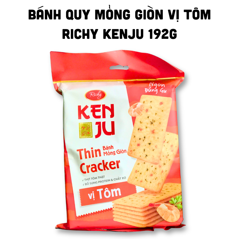 Bánh Quy Mỏng Giòn Vị Tôm Kenju Richy Gói 192g 6 Bánh Quy Mỏng Giòn Vị Tôm Kenju Richy Gói 192g