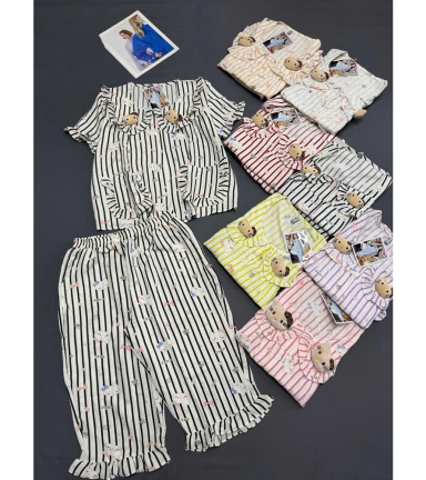 Đồ Bộ Nữ Áo Cổ Sen Tay Ngắn Quần Lửng Họa Tiết Gấu Đáng Yêu Vải Cotton Hàn Mịn Mát Size 45-62kg - DBOR0004