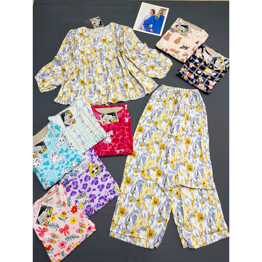 Đồ Bộ Nữ Áo Babydoll Tay Dài Quần Dài Họa Tiết Sang Trọng Vải Tole Mịn Mát Size 45-62kg 6 Đồ Bộ Nữ Áo Babydoll Tay Dài Quần Dài Họa Tiết Sang Trọng Vải Tole Mịn Mát Size 45-62kg