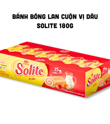 Bánh Bông Lan Cuộn Solite Vị Dâu Hộp Giấy 180g - 8934680043663