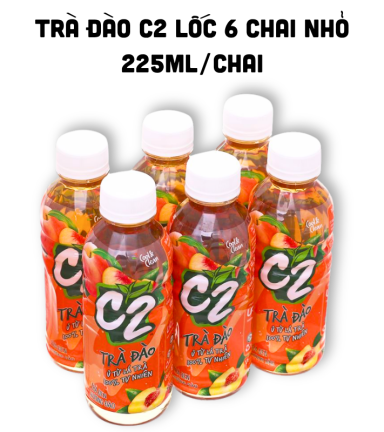 Trà Xanh C2 Hương Đào Lốc 6 Chai Nhỏ (225ml/Chai) - 8934564600937