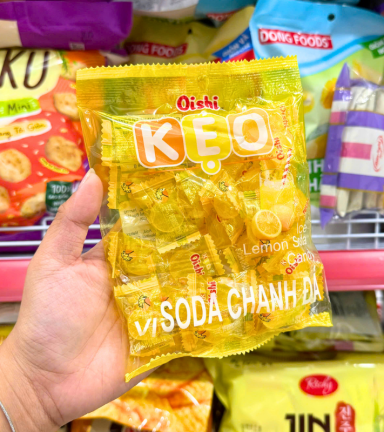 Kẹo Cứng OISHI Vị Soda Chanh Đá 85g - Bịch Vàng - 8934803024562
