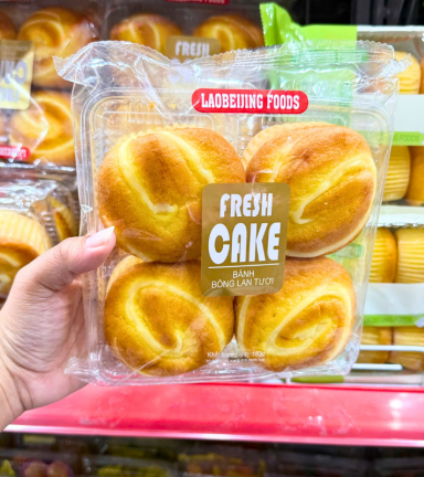 Bánh Bông Lan Tươi Laobeijing Foods Vị Bơ Sữa Khay 4 Cái 183g - 6944876401827