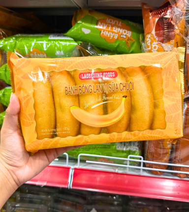 Bánh Bông Lan Laobeijing Foods Vị Sữa Chuối Khay 183g - 6944876400899