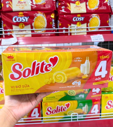 Bánh Bông Lan Cuộn Solite Vị Bơ Sữa Hộp Giấy Lớn 396g - 8934680042871