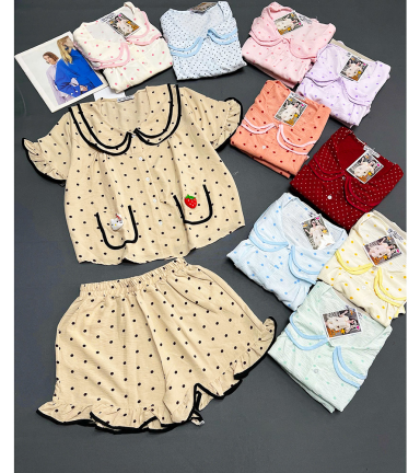 Đồ Bộ Nữ Áo Cổ Sen Tay Ngắn Quần Đùi Họa Tiết Chấm Bi Vải Cotton Hàn Mịn Mát Size 45-62kg - DBOR0007