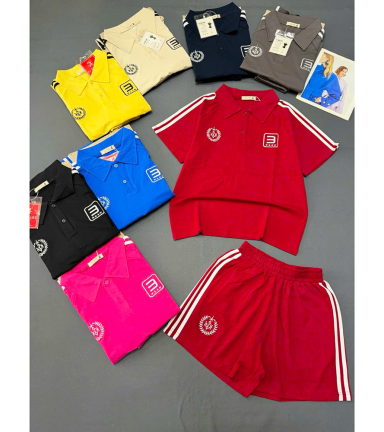 Đồ Bộ Nữ Áo Thun Có Cổ Tay Ngắn Quần Đùi Sọc Thể Thao Năng Động Size 45-62kg - DBOR0008