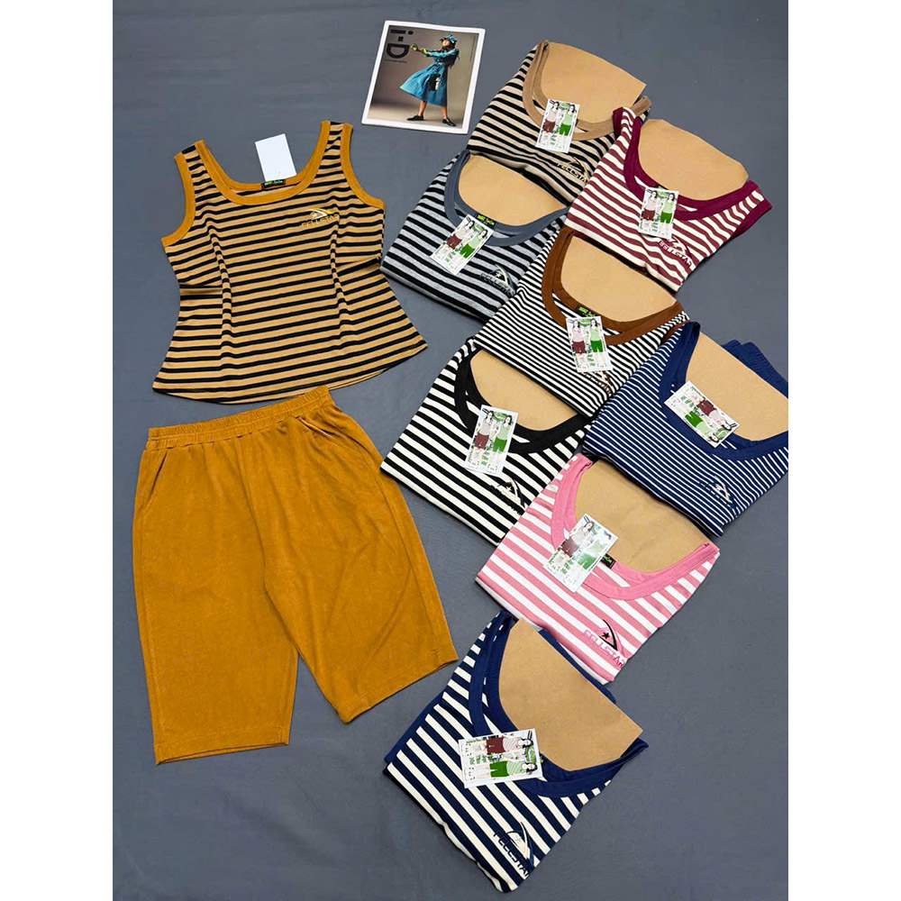 Shop sỉ đồ Bộ Nữ Áo Thun 3 Lỗ Quần Lửng Trơn Vải Sọc Tăm Nhí Thoáng Mát Size 45-62kg 5 Shop sỉ đồ Bộ Nữ Áo Thun 3 Lỗ Quần Lửng Trơn Vải Sọc Tăm Nhí Thoáng Mát Size 45-62kg