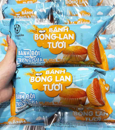 1 Thùng Bánh Bông Lan Tươi Trứng Sữa Kim Nguyên Vị Phô Mai (60g x 10 Lốc x 10 Gói) - Bịch Xanh Dương - 8938550176048THUNG