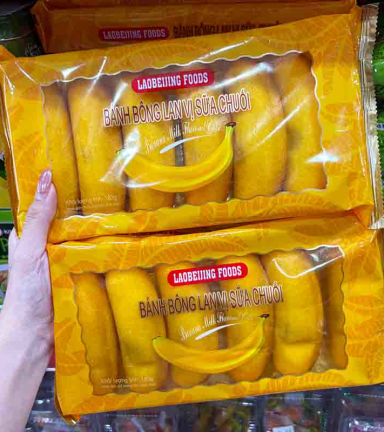 1 Thùng Bánh Bông Lan Laobeijing Foods Vị Sữa Chuối Khay (183g x 24 Khay) - 6944876400899THUNG