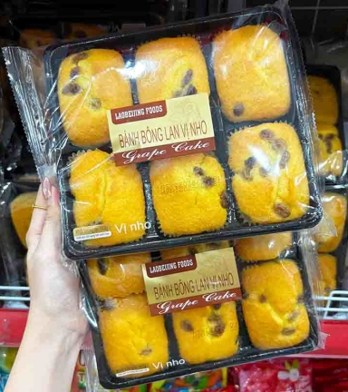 1 Thùng Bánh Bông Lan Vị Nho Laobeijing Foods Khay 6 Cái (183g x 24 Khay) - 6944876401629THUNG