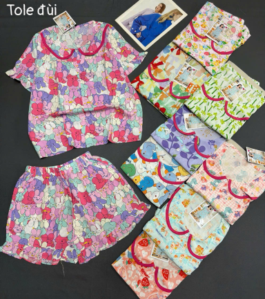 Đồ Bộ Nữ Tay Ngắn Quần Đùi Vải Tole QV 9026 - DBOR0035