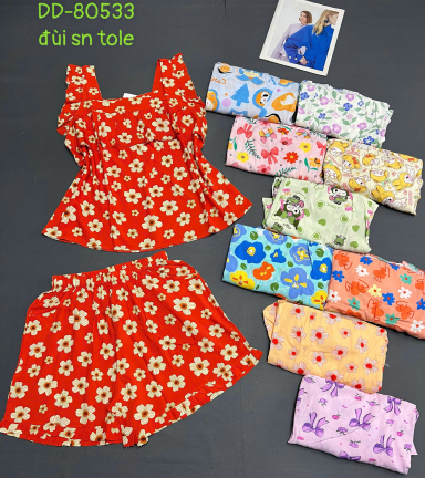 Đồ bộ nữ sát nách quần đùi DD 80533 đùi sn tole - DBOR0040