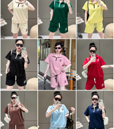 Đồ bộ nữ cổ bẻ quần đùi tay ngắn thun da cá - DBOR0044