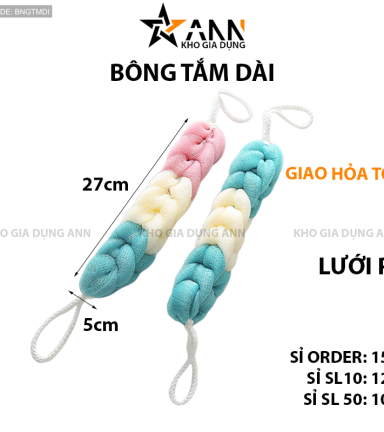 Bông Tắm Dài 3 Màu Tạo Bọt 27X5cm moi - BNGTMDI
