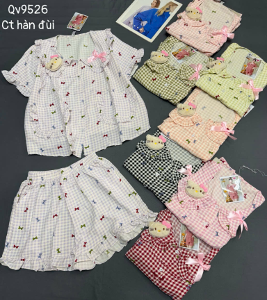 Đồ bộ nữ tay ngăn quần đùi chất cotton hàn đũi Qv9526 - DBOR0053