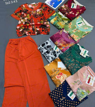 Đồ bộ nữ trung niên ống rộng quần dài tay ngắn nhiều size - DBOR0057