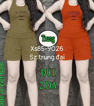 Đồ bộ sát nách quần đùi thêu chữ Xs85-9026 - DBOR0059