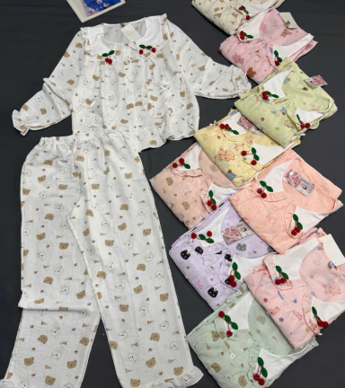 Đồ bộ tay dài quần dài cổ bẻ cotton hàn - DBOR0062