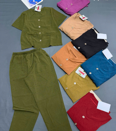 Đồ bộ nữ tay ngắn quần dài cổ tim TV 0310 - DBOR0063