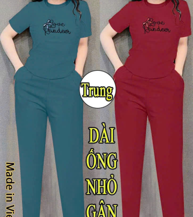 Đồ bộ nữ tay ngắn quần dài thun thun gân KH1054 - DBOR0064