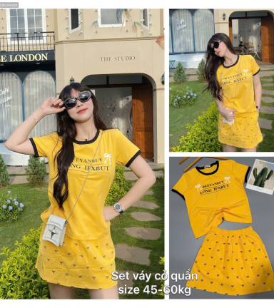 Đồ bộ nữ tay ngắn quần váy khánh la KL váy ct - DBOR0065