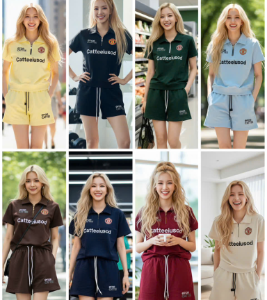 Đồ bộ nữ quần đùi áo cổ bẻ có dây kéoDBOR0065 - DBOR0066