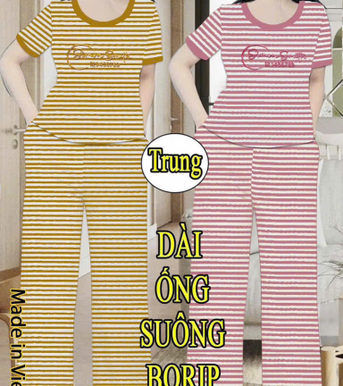 Đồ bộ nữ tay ngắn quần ống suông sọc - DBOR0068