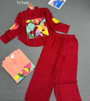 Đồ bộ nữ tay dài quần dài tơ xược - DBOR0069