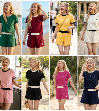 Đồ bộ nữ thể thao quần đùi thêu ngựa - DBOR0075