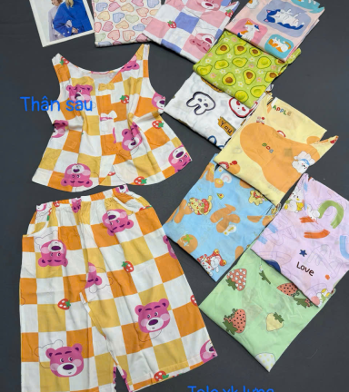 Đồ bộ sát nách 3 nơ sau quần lững - DBOR0084