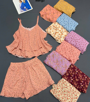 Đồ bộ nữ sát nách 2 dây quần đùi chất mango Dd 95539 - DBOR0085