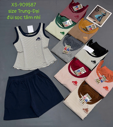 Đồ bộ sát nách quần đùi thun sọc nhí XS-909587 - DBOR0094