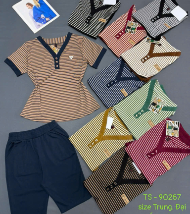 Đồ bộ nữ tay ngắn quần lừng áo sọc TS-95276 - DBOR0096
