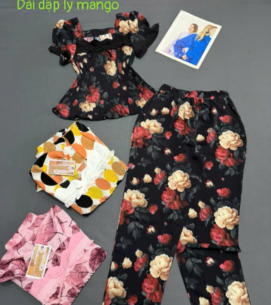 Đồ bộ nữ tay con quần dài áo xếp ly KU1526 - DBOR0099