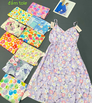 Đầm nữ 2 dây vải tole mát LĐ-702026 - DBOR0109