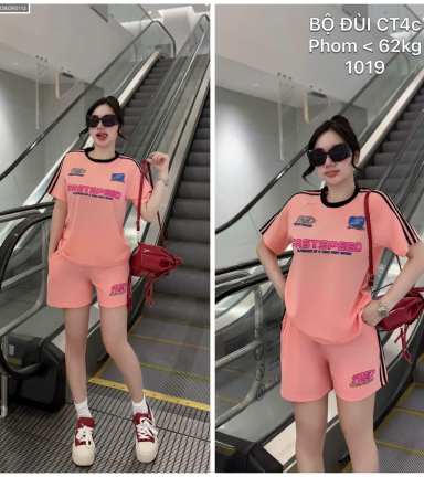 Đồ bộ nữ tay ngắn quần đùi thể thao chất cotton - DBOR0112