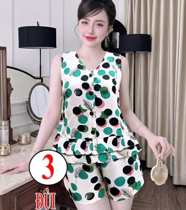 Đồ bộ nữ sát nách quần đùi áo xòe PT-7526 - DBOR0116