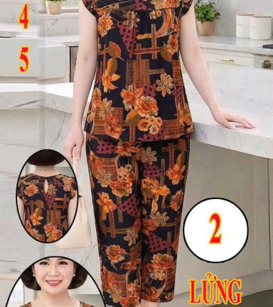 Đồ bộ nữ áo tay cánh tiên quần lửng tole nhung Thành Đạt ms2 - 2345 - DBOR0119