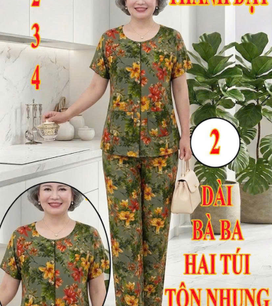 Đồ bộ áo bà ba tay ngắn quần dài Thành Đạt TD 234 - DBOR0122