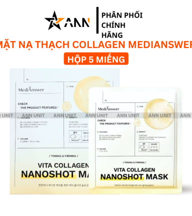 Hộp 5 Miếng Mặt Nạ Collagen MediAnswer - Mặt Nạ Thạch Medianswer Mask Hỗ Trợ Dưỡng Sáng Cải Thiện Lão Hoá Da - 8801013351842