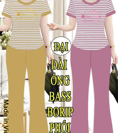 Đồ bộ nữ quần Dài ống bass borip phối tăm nhí KH-1015411 - DBOR0129