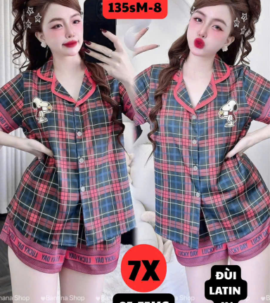 Đồ bộ nữ pijama tay ngắn quần đùi big size 70-80kg phúc lâm 135S - DBOR0133