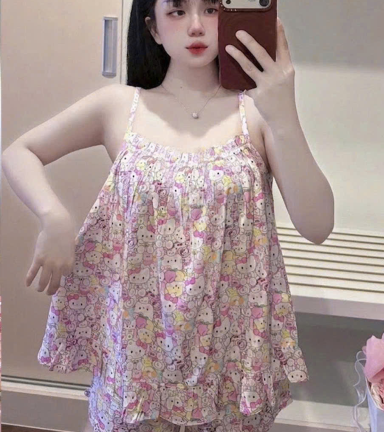 Đồ bộ nữ quần đùi 2 dây vải tole DD-8568 - DBOR0134