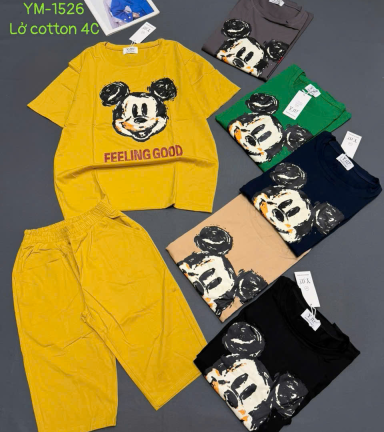 Đồ bộ nữ tay ngắn quần lững in hình Mickey - DBOR0138