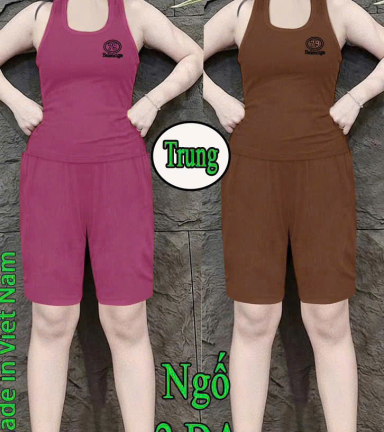 Đồ bộ nữ sát nách quần ngố chất cotton 2 da XS-909589 - DBOR0139