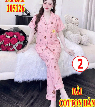 Đồ bộ nữ pijama chất cotton hàn không giãn - DBOR0142