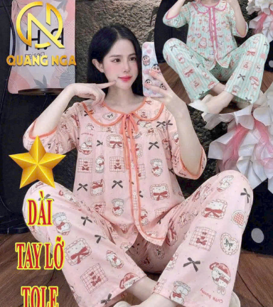 Đồ bộ nữ tay lở quần dài vải tole QN-1526 - DBOR0151