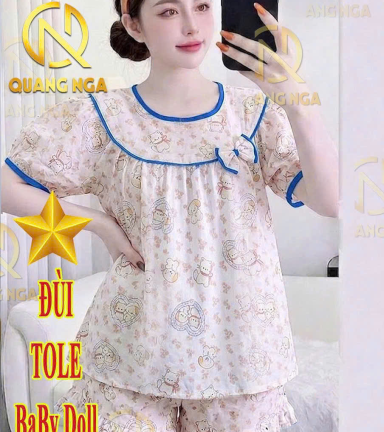 Đồ bộ nữ quần đùi Đùi tole babydoll QN-8526 - DBOR0153